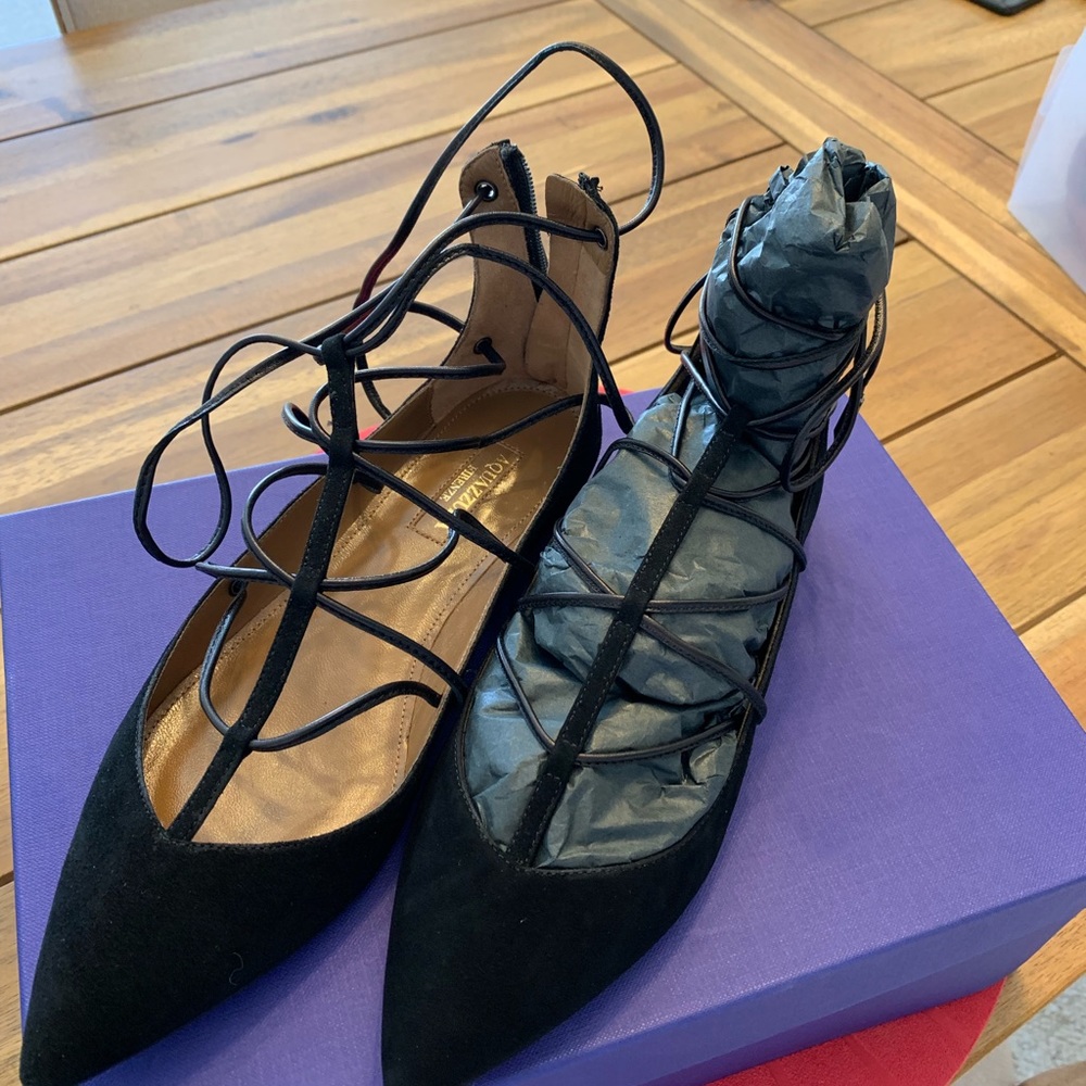 Aquazzura Cayenne Flat Suede Napa black